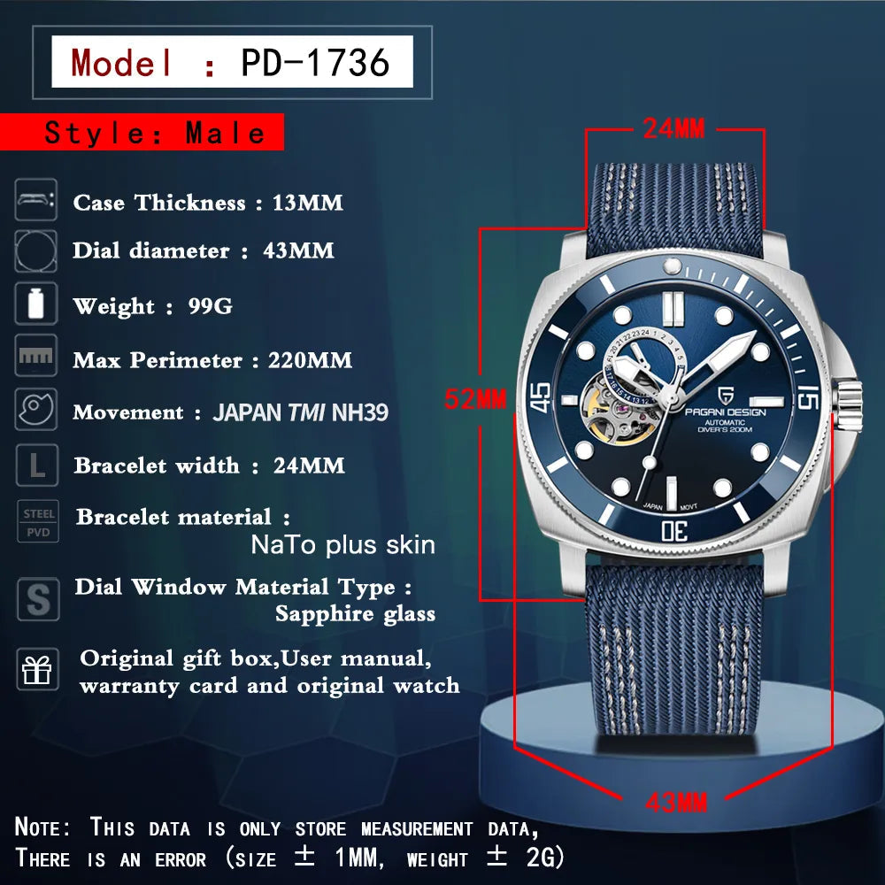 Men Automatic Mechanical Watches Fashion Sports TOP Brand Sapphire
