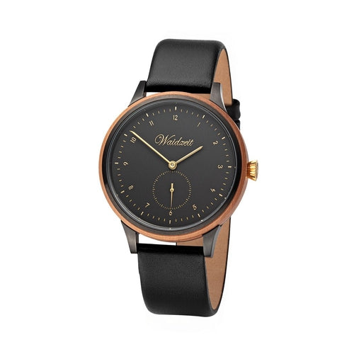 Waidzeit Cherry Black leather strap, Unisex
